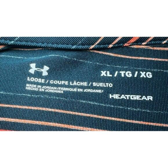 Under Armour Polo Shirt Mens Size XL Green Orange‎ Striped Bald Mountain Golf - Picture 9 of 13